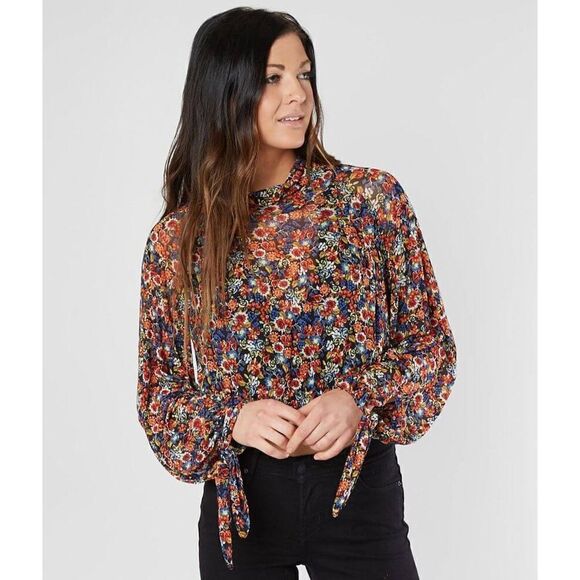 Free People All Dolled Up Cropped Top Size Medium Ditsy Floral - Picture 1 of 14